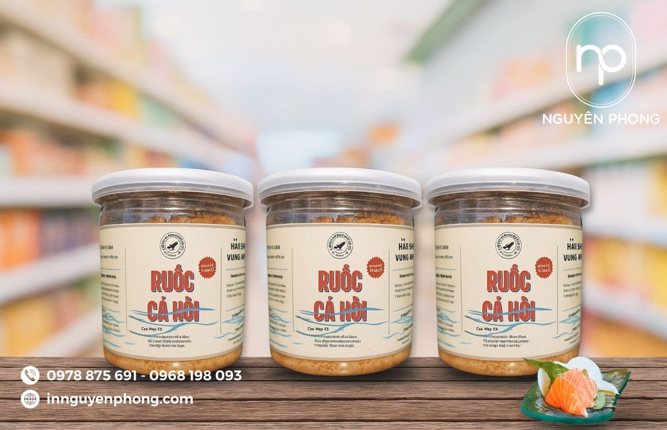 Mẫu tem nhãn ruốc cá hồi 